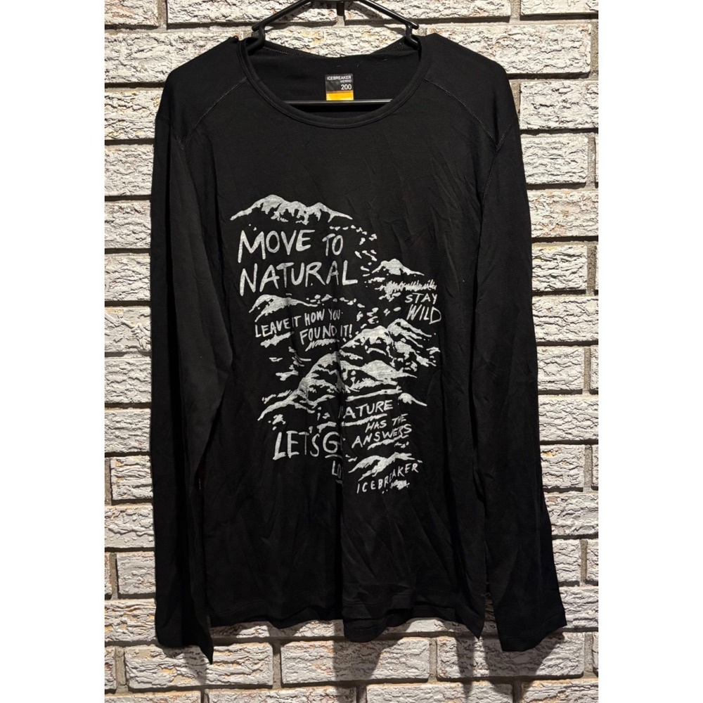 Icebreaker Merino 200 Oasis LS Crewe Travel Diaries Black Large IB0A59KX001